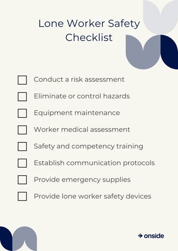 Lone worker safety checklist - front page